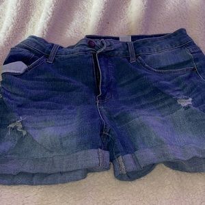 denim shorts, slightly distressed, size 16